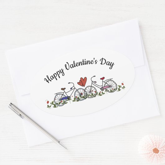 Radfreunde Valentine Ovaler Aufkleber (Umschlag)