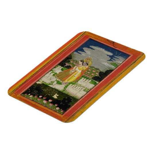 Radha and Krishna embrace in an idealised landscap Magnet (Linke Seite)