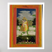 Radha and Krishna embrace in an idealised landscap Poster (Vorne)