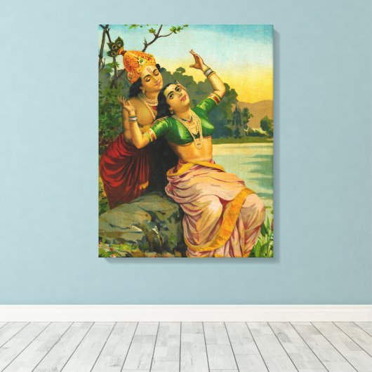 Radha Bilas von Raja Ravi Varma Leinwanddruck (Insitu (Holzboden))