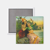 Radha Bilas von Raja Ravi Varma Magnet (Vorderseite/Rückseite)