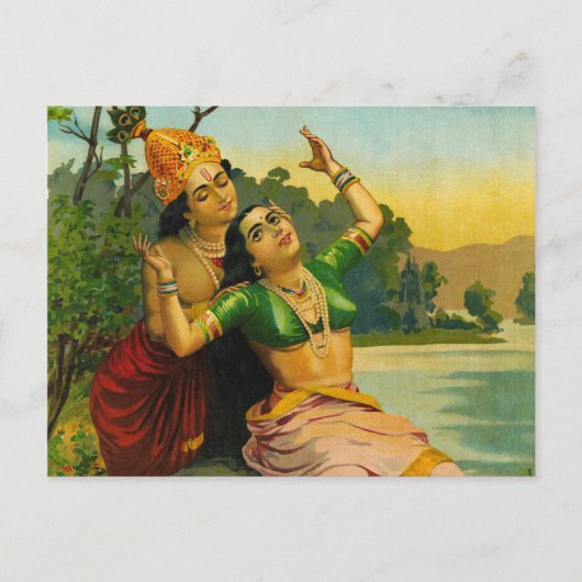 Radha Bilas von Raja Ravi Varma Postkarte (Vorderseite)