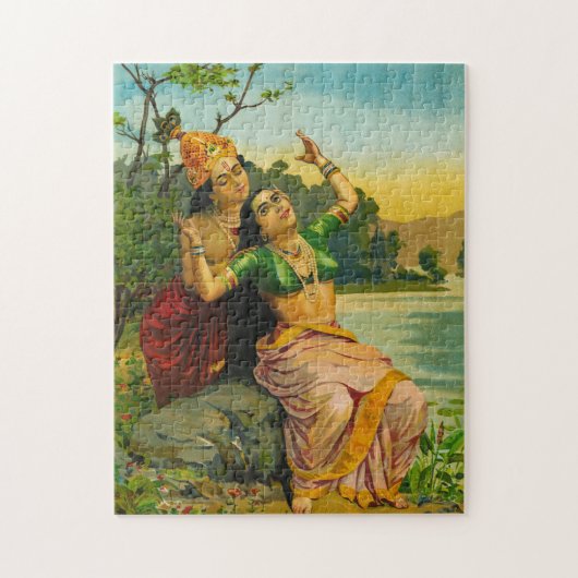 Radha Bilas von Raja Ravi Varma Puzzle (Vertikal)