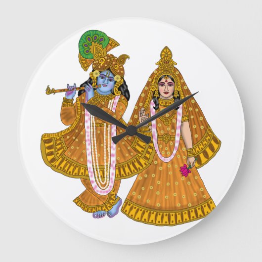 Radha Krishna Clock Große Wanduhr (Vorderseite)