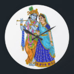 Radha Krishna Clock Große Wanduhr<br><div class="desc">Elegant Radha Krishna clock designed to bring divine love and spiritual harmony to your home decor. Perfect for living rooms,  meditation spaces,  temples,  and gifting.</div>