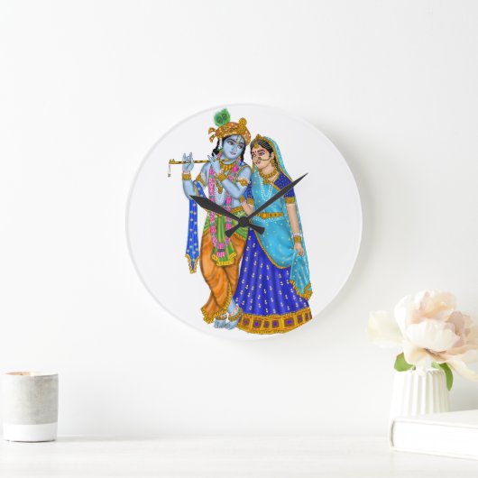 Radha Krishna Clock Große Wanduhr (Zuhause)