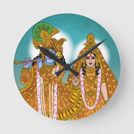 Radha Krishna Clock Runde Wanduhr (Vorderseite)
