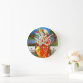 RADHA Krishna Flöten-Instrument-Gottheit heilig Runde Wanduhr (Zuhause)