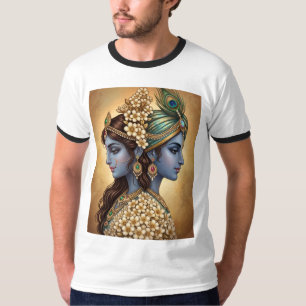 Radha Krishna Göttliche Liebe Line Art T-Shirt / C