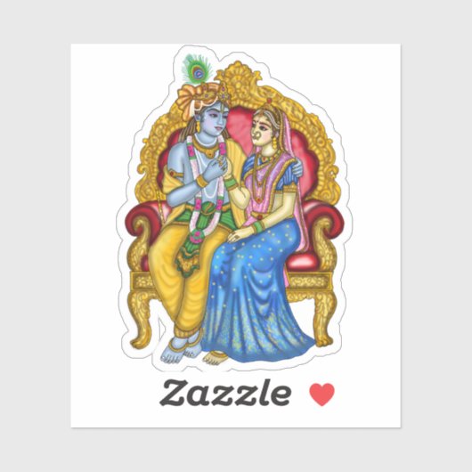 Radha Krishna Knopf Aufkleber (Blatt)