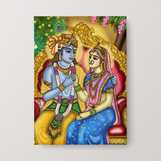 Radha Krishna Knopf Button (Vorderseite)