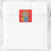 Radha Krishna Knopf Quadratischer Aufkleber (Tasche)