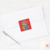 Radha Krishna Knopf Quadratischer Aufkleber (Umschlag)