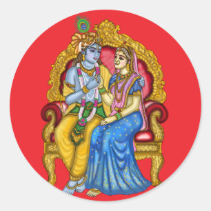 Radha Krishna Knopf Runder Aufkleber