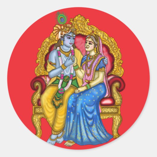 Radha Krishna Knopf Runder Aufkleber (Vorderseite)