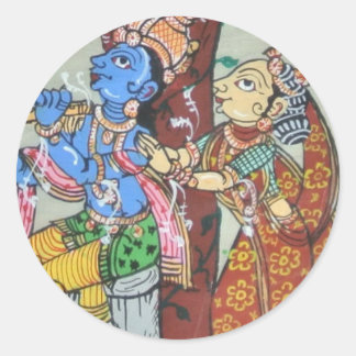 Radha Krishna Liebe Runder Aufkleber