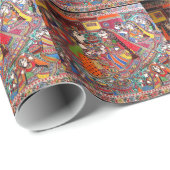 RADHA-KRISHNA MADHUBANI ALTE INDISCHE KUNST-ART GESCHENKPAPIER (Rolleneckpunkt)