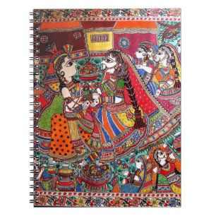 RADHA-KRISHNA MADHUBANI ALTE INDISCHE KUNST-ART NOTIZBLOCK