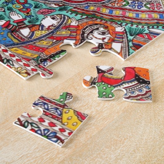 RADHA-KRISHNA MADHUBANI ALTE INDISCHE KUNST-ART PUZZLE (Seite)