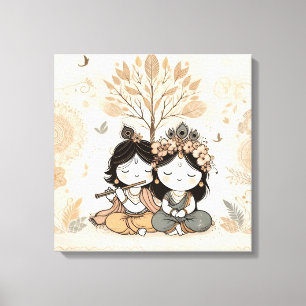 Radha Krishna Mandala-Wandkunst   Ewige Liebe  Leinwanddruck