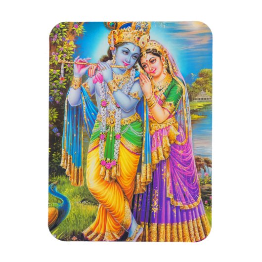 Radha Krishna mit Flute Hare Krishna Magnet (Vertikal)
