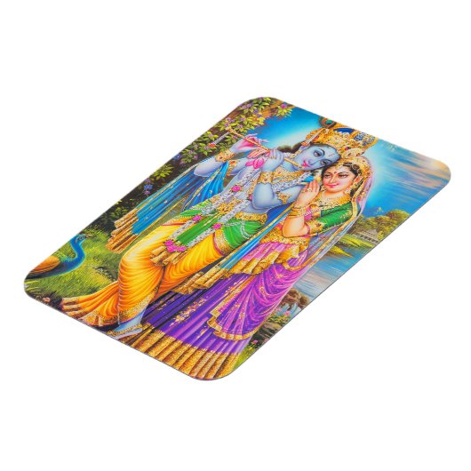 Radha Krishna mit Flute Hare Krishna Magnet (Linke Seite)
