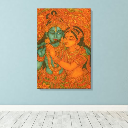 Radha Krishna Mural painting from Kerala Leinwanddruck (Insitu (Holzboden))