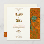 Radha Krishna Mural painting Indian Save The Date (Vorne/Hinten)