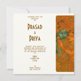 Radha Krishna Mural painting Indian Save The Date