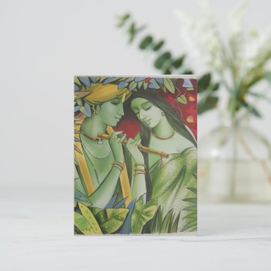 RADHA KRISHNA ÖLZEICHEN POSTKARTE (Stehend Vorderseite)