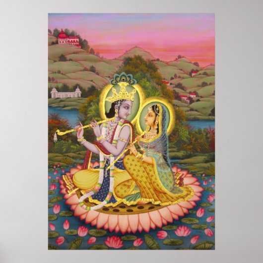 Radha Krishna on Lotus Poster (Vorne)