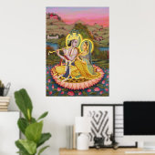 Radha Krishna on Lotus Poster (Heimbüro)