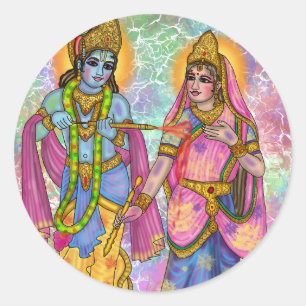 Radha Krishna spielt Holi Aufkleber