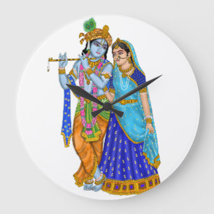 Radha Krishna-Uhr Große Wanduhr