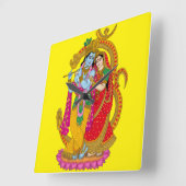 Radha Krishna Wall Clock Quadratische Wanduhr (Winkel)
