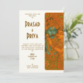 Radha Krishna Wandmalerei Indisch Einladung (Stehend Vorderseite)