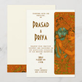 Radha Krishna Wandmalerei Indisch Einladung (Vorne/Hinten)