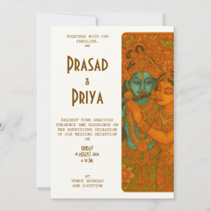 Radha Krishna Wandmalerei Indisch Einladung