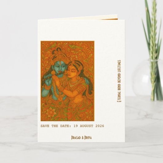 Radha Krishna Wandmalerei Indisch Einladung (Vorderseite)