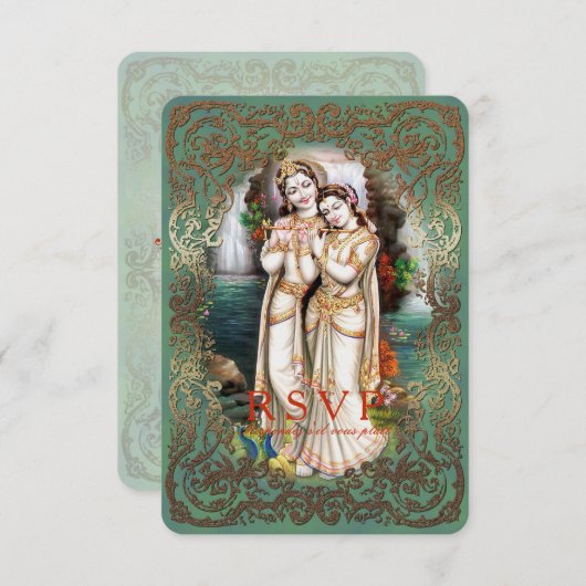 Radha Krishna Wedding Collection - UAWG Reply Card RSVP Karte (Vorne/Hinten)