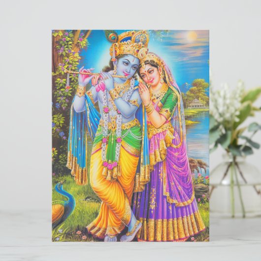 Radha Krishna with Flute Hare Krishna Karte (Stehend Vorderseite)