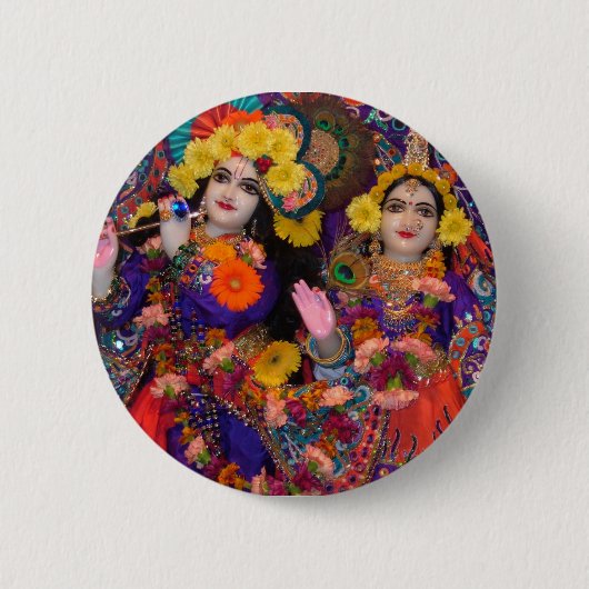 Radha-Krsna Regenbogen-Knopf Button (Vorderseite)