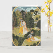 Radha und Krishna, die in eine Waldung gehen Karte (Gelbe Blume)