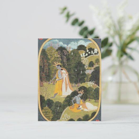Radha und Krishna, die in eine Waldung gehen Postkarte (Stehend Vorderseite)