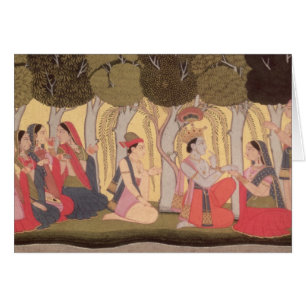 Radha und Krishna gesetzt in einer Waldung, Kulu