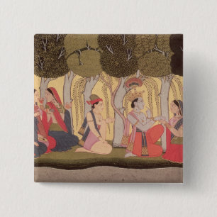 Radha und Krishna gesetzt in einer Waldung, Kulu Button