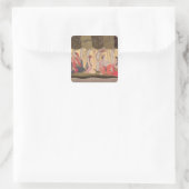 Radha und Krishna sitzen in einem Hain, Kulu Quadratischer Aufkleber (Tasche)