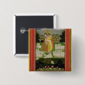 Radha und Krishna Umarmung in einem idealisierten Button (Vorne & Hinten)