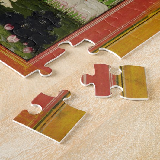Radha und Krishna Umarmung in einem idealisierten Puzzle (Seite)