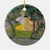 Radha und Krishna Umarmung in einer Waldung des Keramikornament (Hinten)
